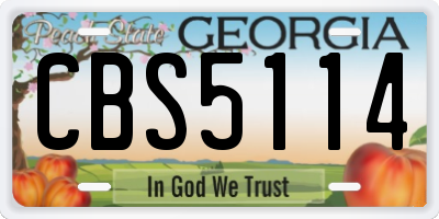 GA license plate CBS5114