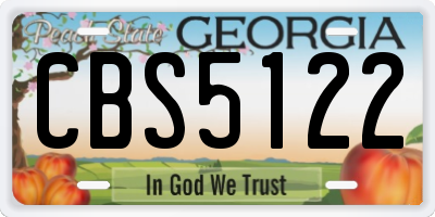 GA license plate CBS5122