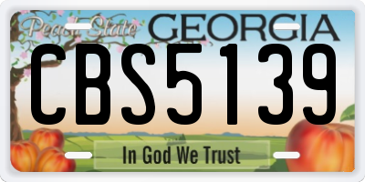GA license plate CBS5139