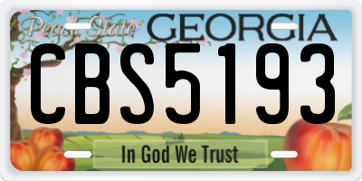 GA license plate CBS5193