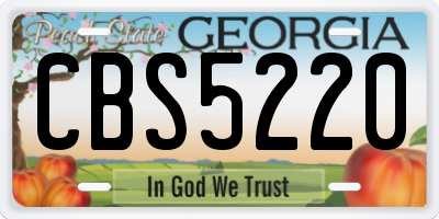 GA license plate CBS5220