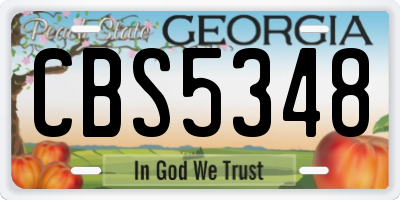 GA license plate CBS5348