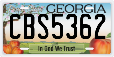 GA license plate CBS5362