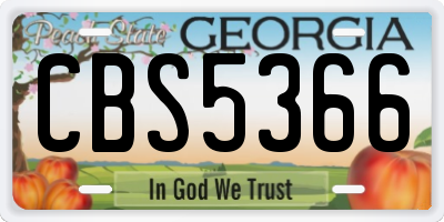 GA license plate CBS5366
