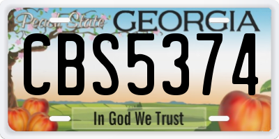 GA license plate CBS5374