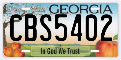 GA license plate CBS5402