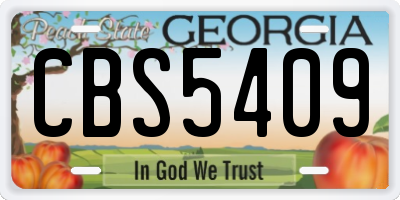 GA license plate CBS5409