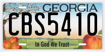 GA license plate CBS5410