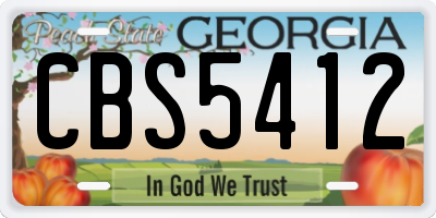 GA license plate CBS5412
