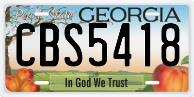 GA license plate CBS5418