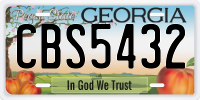 GA license plate CBS5432