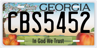 GA license plate CBS5452
