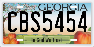GA license plate CBS5454