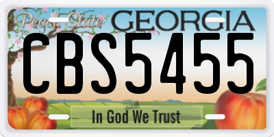 GA license plate CBS5455