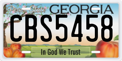 GA license plate CBS5458