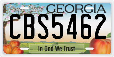 GA license plate CBS5462