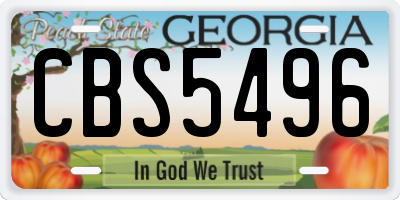GA license plate CBS5496