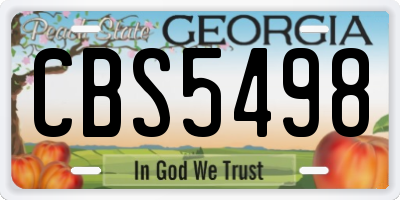 GA license plate CBS5498