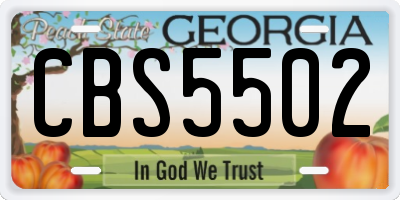 GA license plate CBS5502
