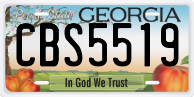 GA license plate CBS5519