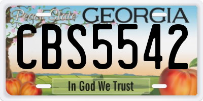 GA license plate CBS5542