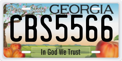 GA license plate CBS5566