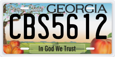 GA license plate CBS5612