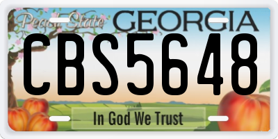 GA license plate CBS5648