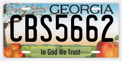 GA license plate CBS5662