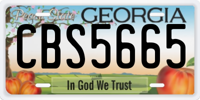 GA license plate CBS5665