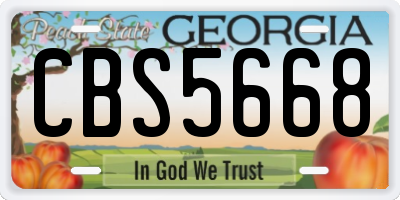 GA license plate CBS5668