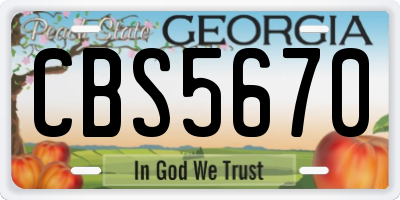 GA license plate CBS5670