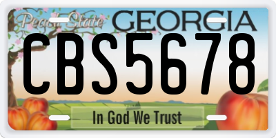 GA license plate CBS5678