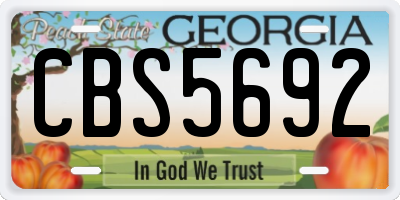 GA license plate CBS5692