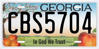 GA license plate CBS5704