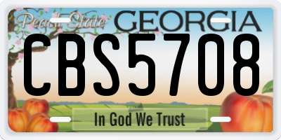 GA license plate CBS5708