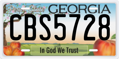 GA license plate CBS5728