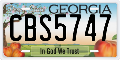 GA license plate CBS5747