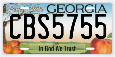 GA license plate CBS5755