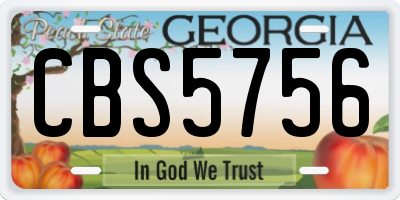GA license plate CBS5756