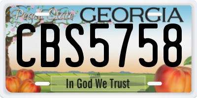 GA license plate CBS5758