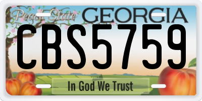 GA license plate CBS5759