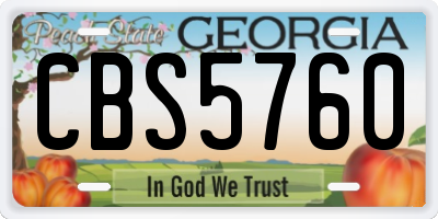GA license plate CBS5760