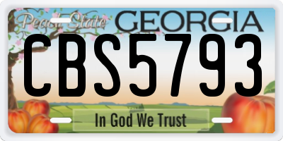 GA license plate CBS5793