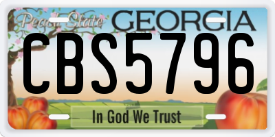 GA license plate CBS5796