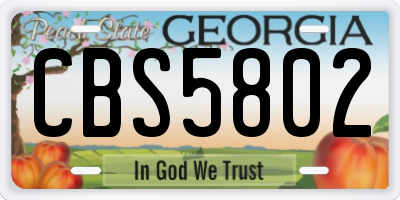 GA license plate CBS5802