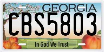 GA license plate CBS5803