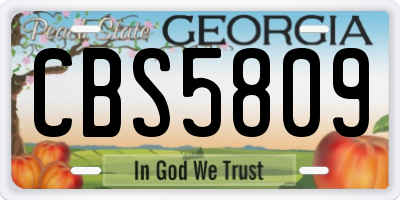 GA license plate CBS5809