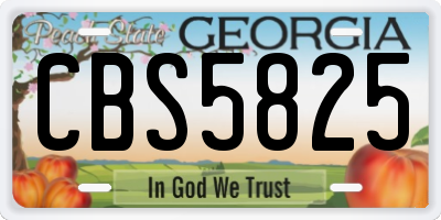 GA license plate CBS5825
