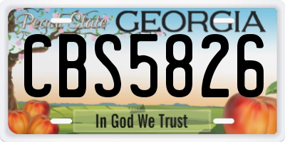 GA license plate CBS5826